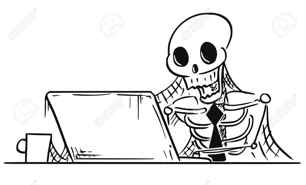 1300x786 Cartoon Vector Illustration Of Forgotten Human Skeleton Of Dead