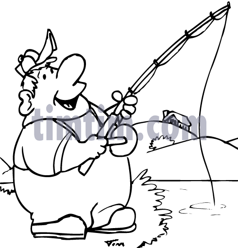 490x511 Free Drawing Of A Fishing Fatso Bw From The Category Fishing