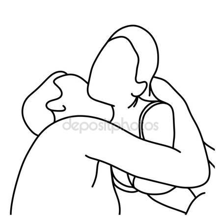 450x450 Outline Husband Kissing His Wife On Her Neck Vector Illustration