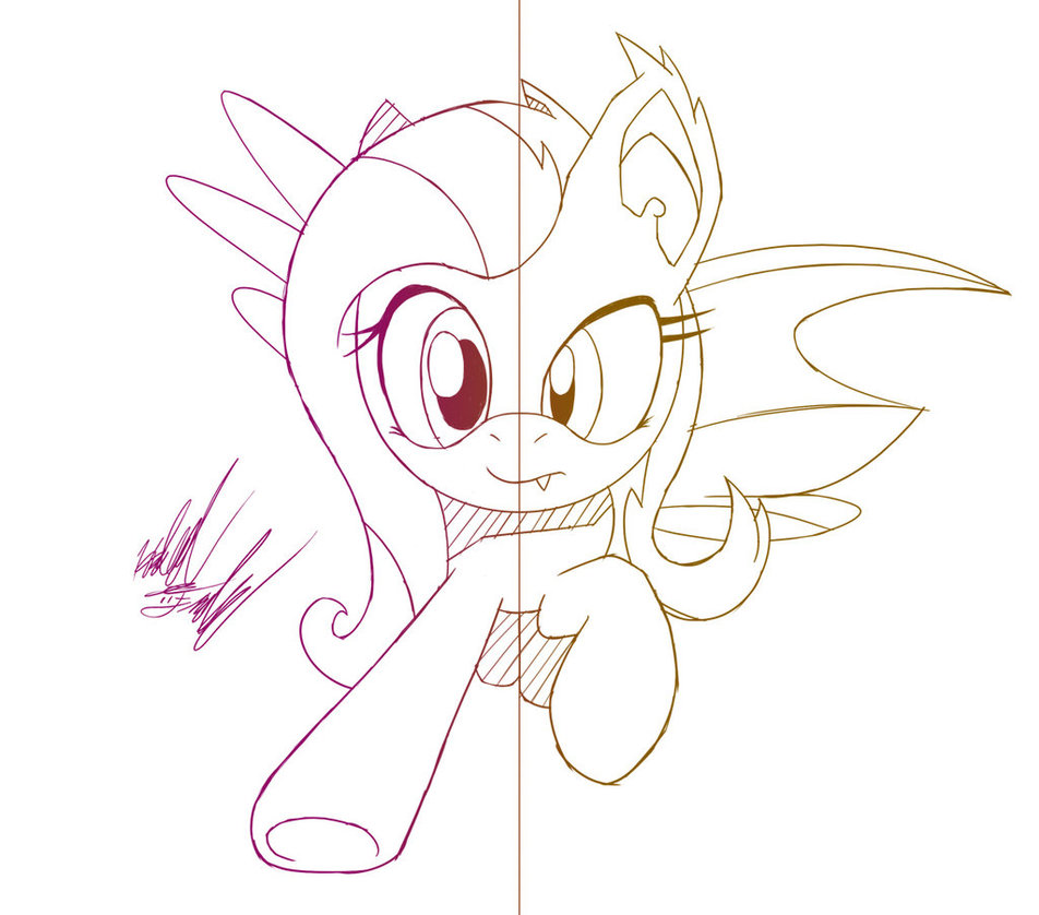 952x838 Sketch Fluttershyflutterbat By Sam Huskie