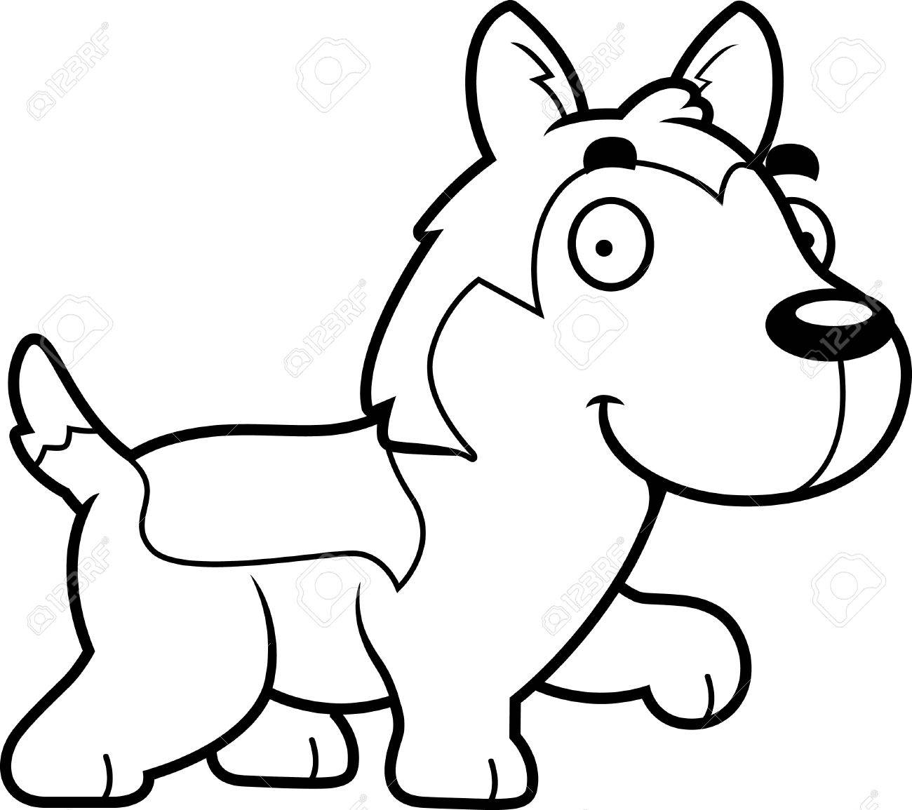 1300x1155 A Cartoon Illustration Of A Husky Walking. Royalty Free Cliparts