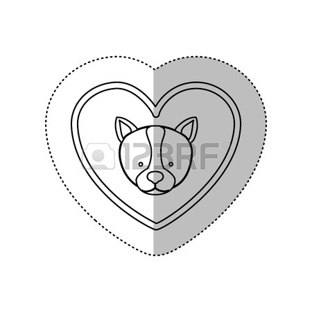 450x450 Monochrome Contour With Middle Shadow Sticker With Husky Dog