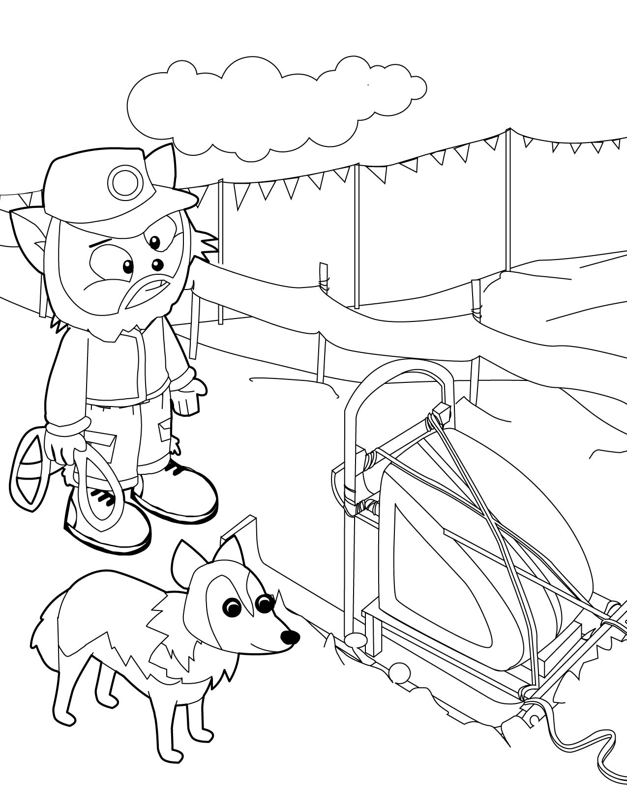 1275x1650 Printable Dog Sled Coloring Pages Coloring Page For Kids