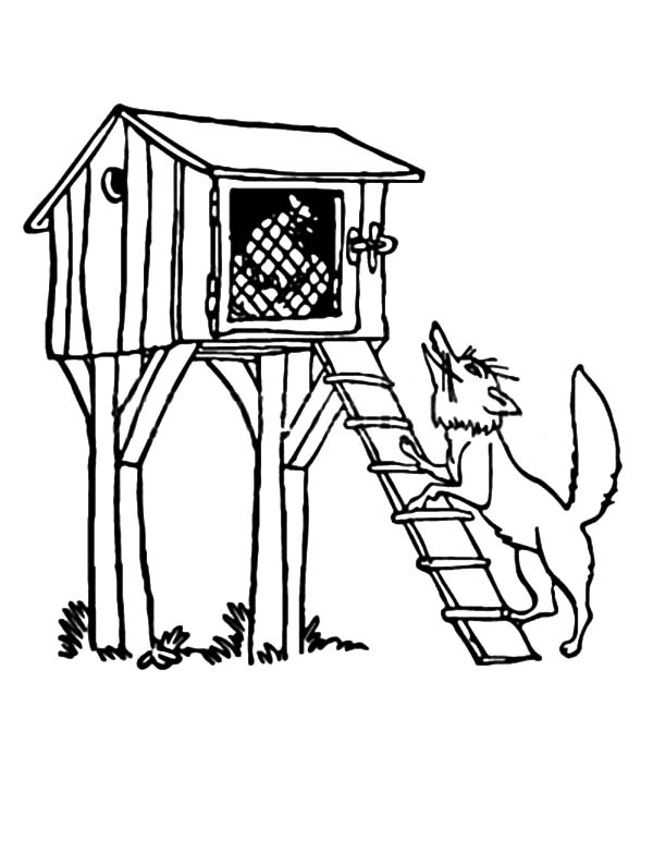 600x783 How To Draw A Chicken Coop A Wolf Standing Under Chicken Coop