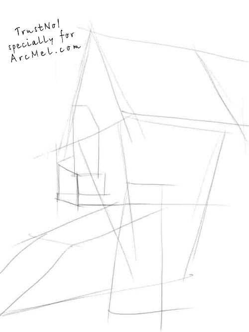 500x667 How To Draw A Hut On Hen's Legs Step By Step