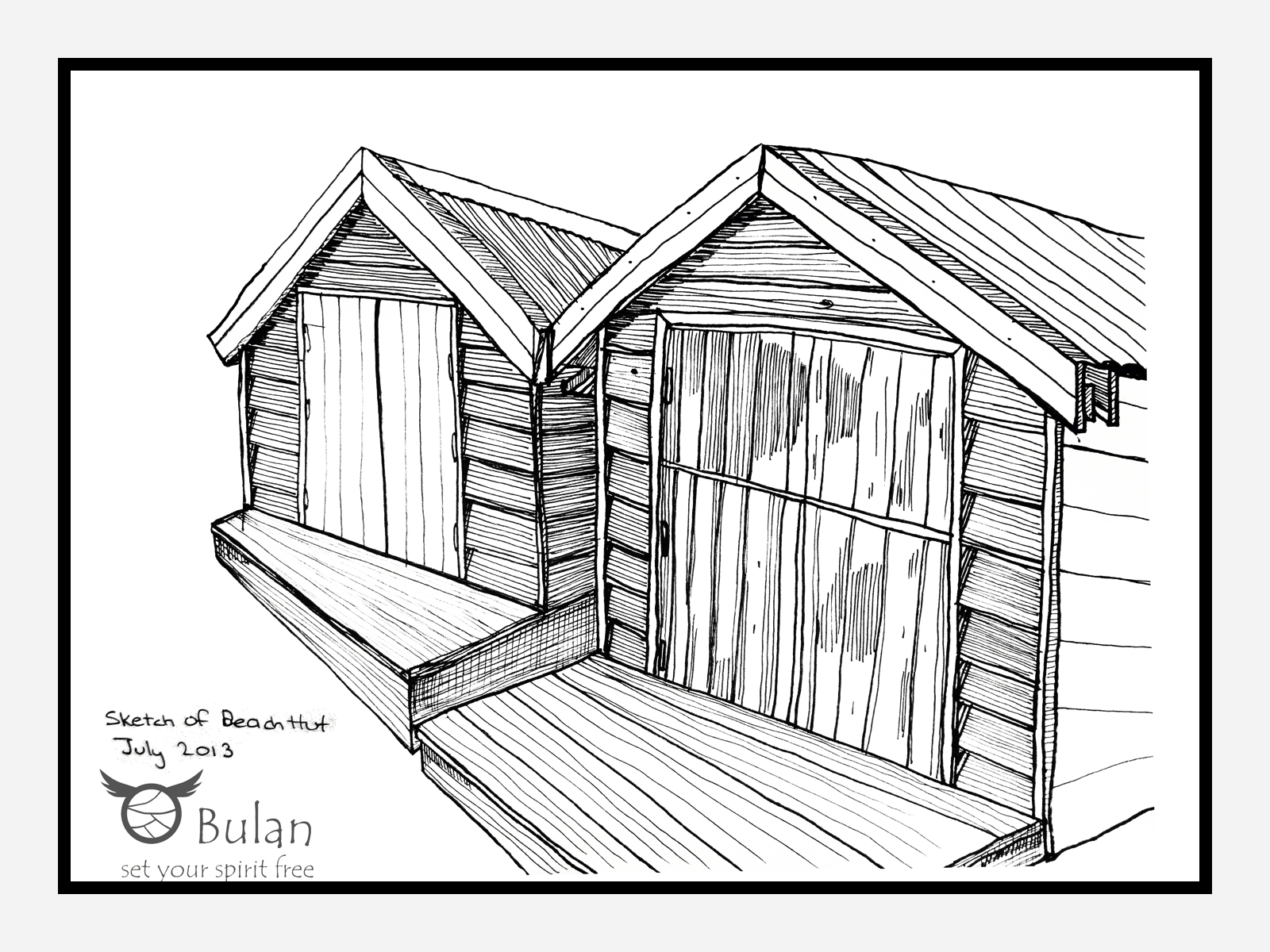 1600x1200 Sketch Of The Day 81 Beach Huts The Crazy Bag Lady