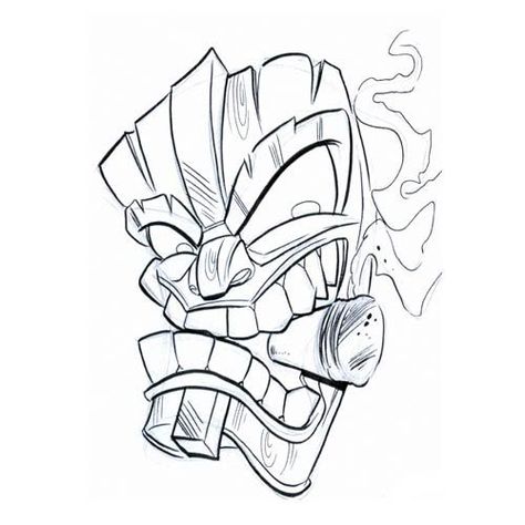 474x474 Tiki Hut Drawing