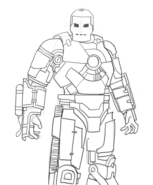 500x605 How To Draw Iron Man Mk 1