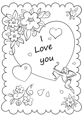340x480 Valentine's Day Card I Love You Coloring Page Free Printable