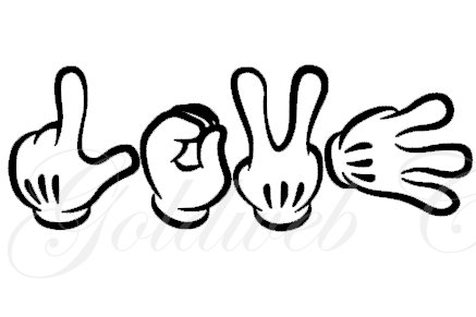 437x291 Love Mickey Mouse Inspired Sign Language Car Vinyl Decal
