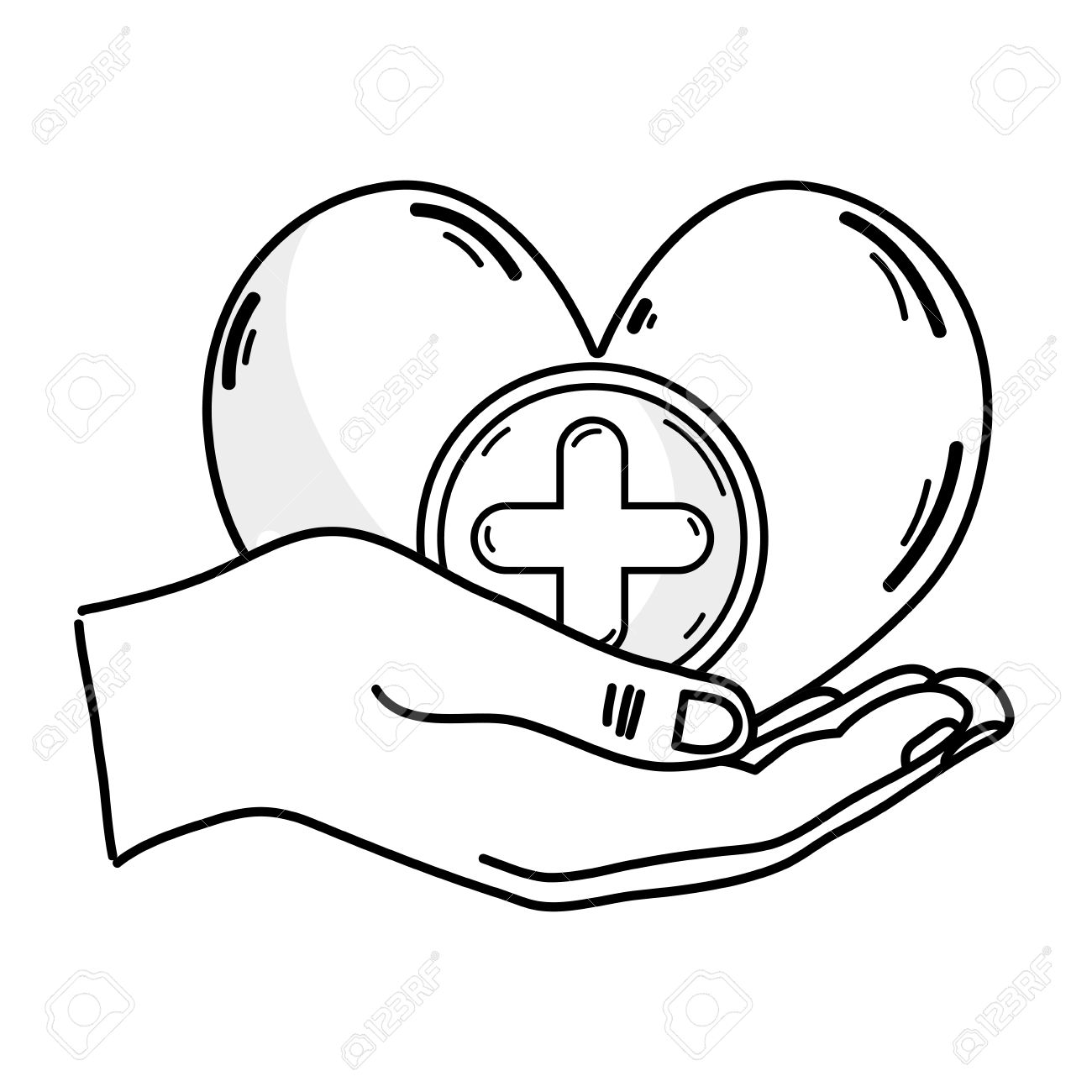 1300x1300 Outline Drawing Of Hands Holding A Heart Shape Medicine