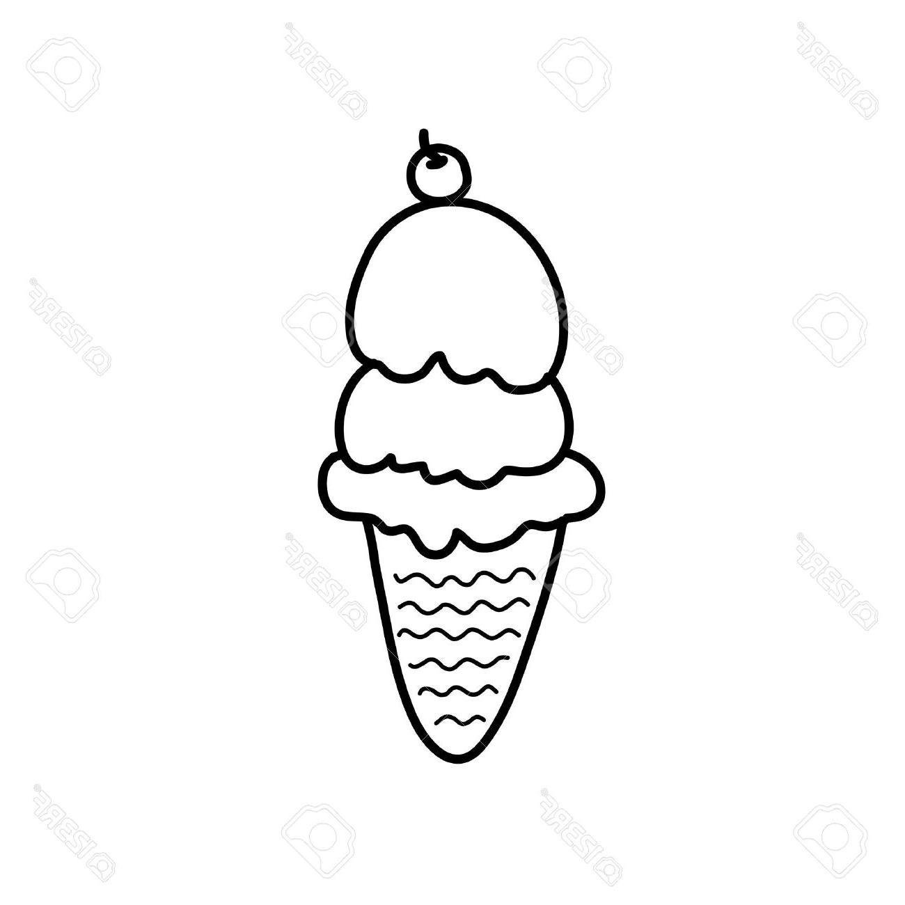 1300x1300 Best Free Hand Drawing Ice Cream In Black And White Style Stock