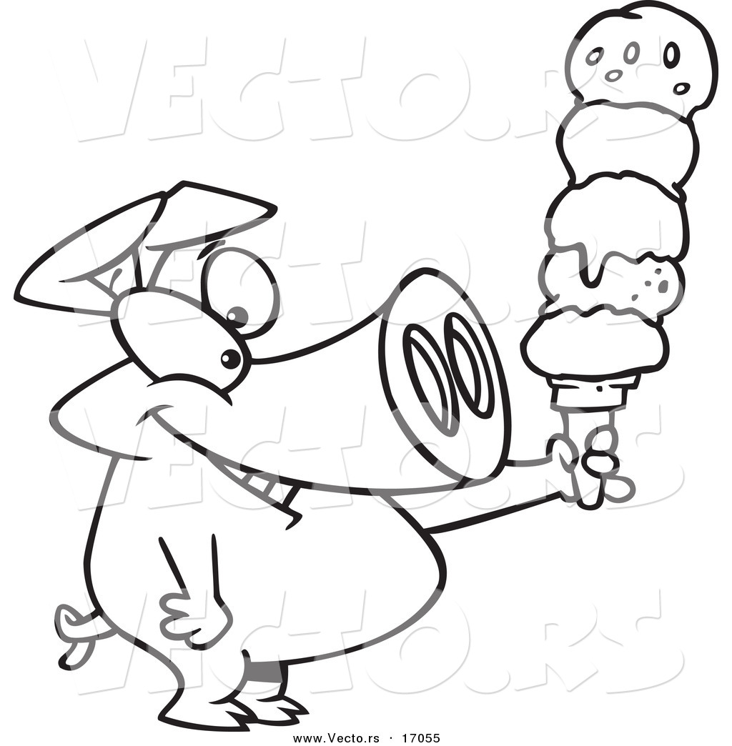 1024x1044 Vector Of A Cartoon Pig Holding A Big Ice Cream Cone