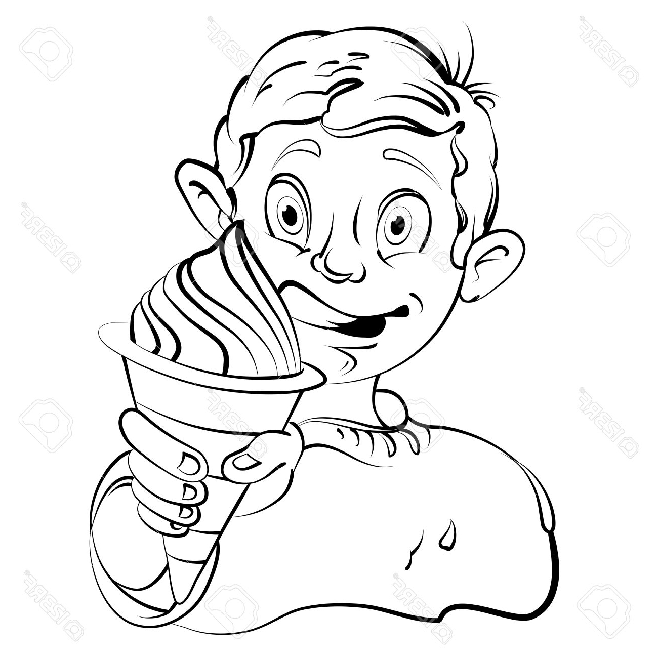 1300x1300 Black Amp White Sketch Of Cartoon Little Boy Cartoon Little Boy