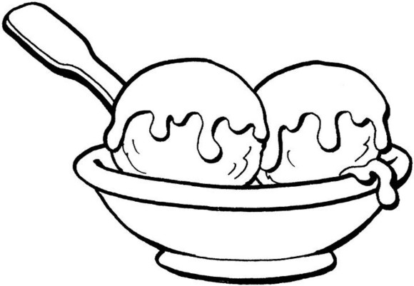 580x401 Coloring Ice Cream Sundae Two Ball Ice Cream Coloring Pages