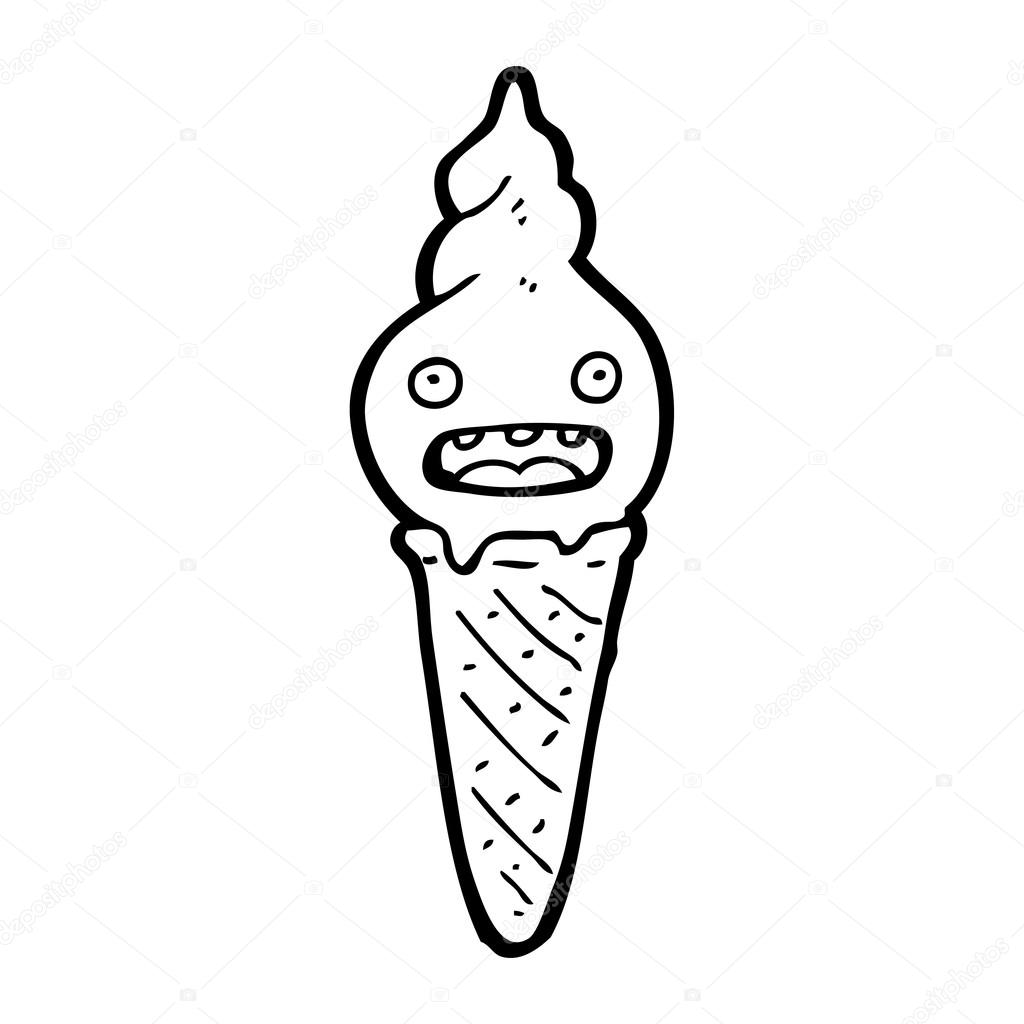 1024x1024 Cartoon Retro Ice Cream Cone Character Stock Vector