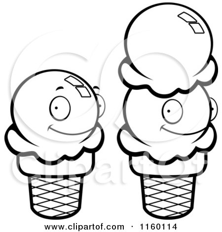 450x470 Cartoon Clipart Of Black And White Sugar Ice Cream Cones