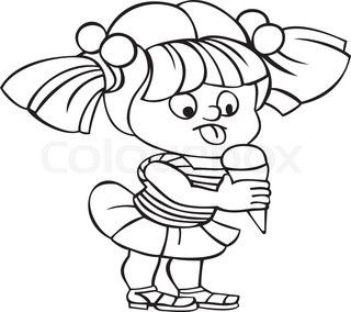 320x284 Kid Eating Ice Cream Stock Vector Colourbox