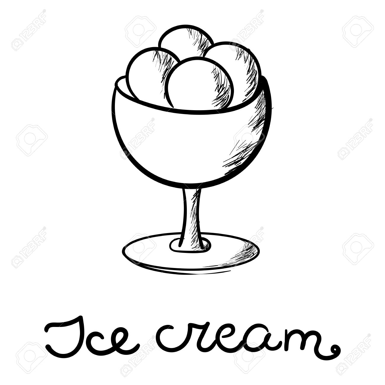1300x1300 Hand Draw Ice Cream An A White Background Royalty Free Cliparts