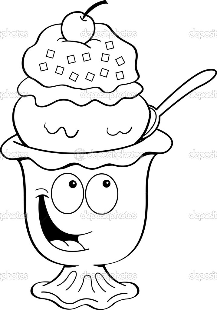 717x1023 Ice Cream Cup Clipart Black And White