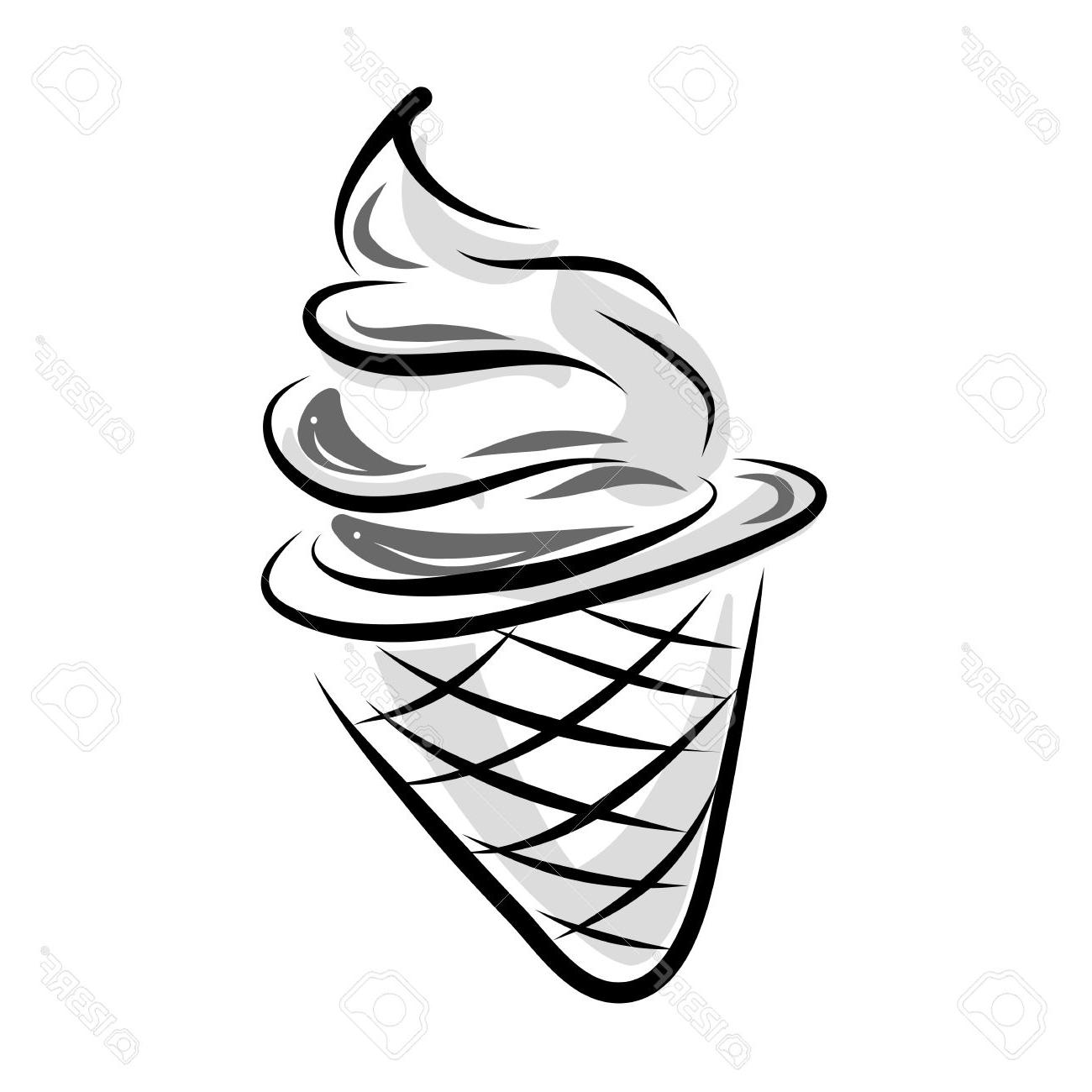 1300x1300 Unique Hand Drawing Ice Cream In Black And White Style Stock