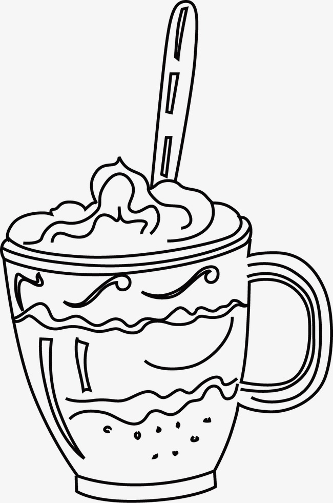 650x981 Ice Cream, Line Drawing, Black And White, Hand Painted Png Image