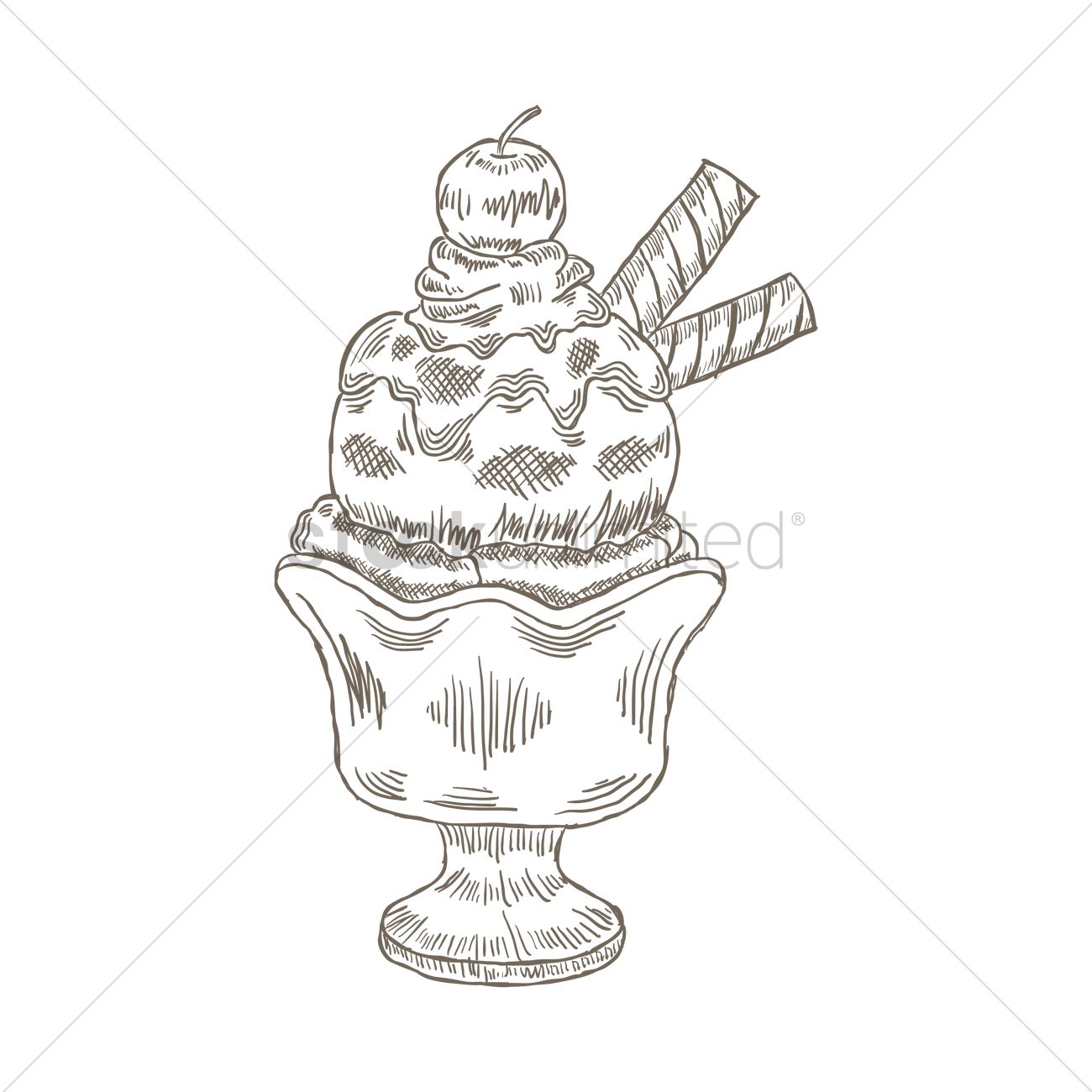 1300x1300 Ice Cream In Glass Cup Vector Image