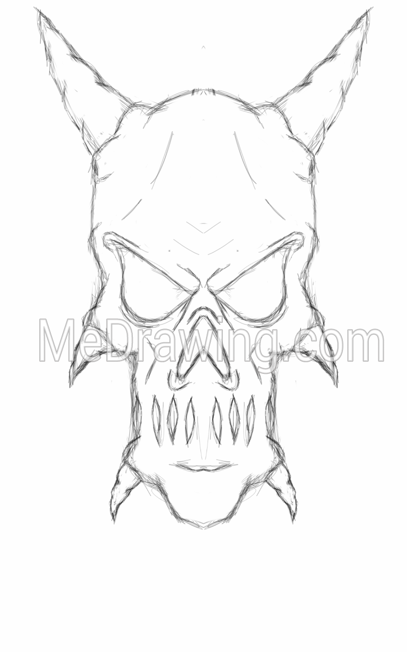 800x1280 Demon Skull Head Sketch