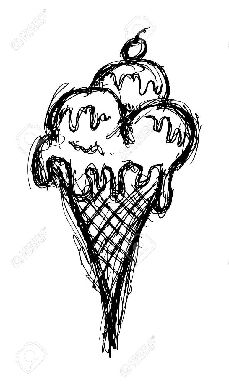 775x1300 Hand Drawn Ice Cream Cone Royalty Free Cliparts, Vectors,