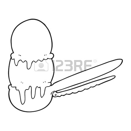 450x450 Freehand Drawn Black And White Cartoon Scoop Of Ice Cream Royalty