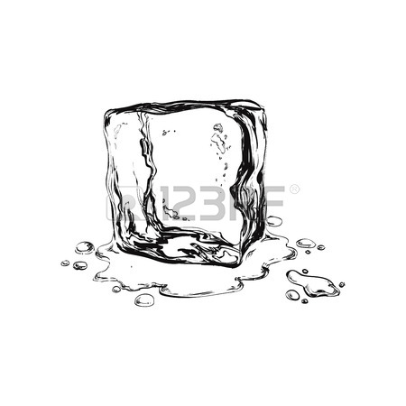 450x450 Hand Drawn Ice Cubes. Black And White Vector Illustration
