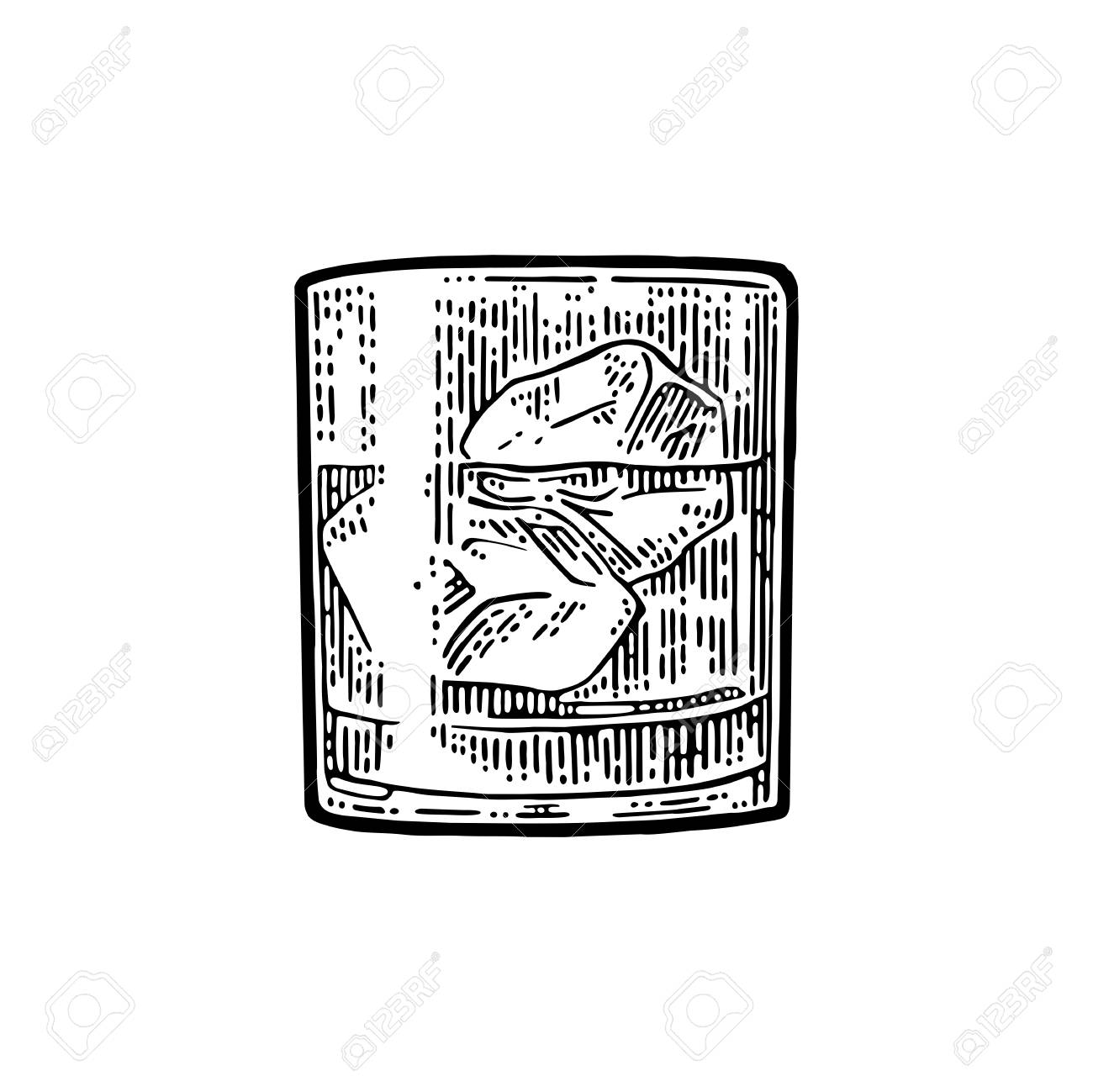 1300x1299 Whiskey Glass With Ice Cubes. Royalty Free Cliparts, Vectors,