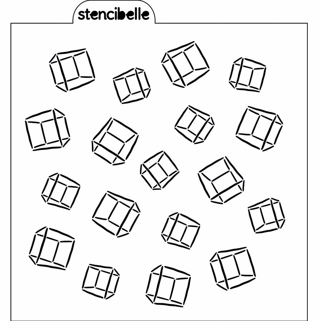 1024x1024 Ice Cubes Stencil Stencibelle