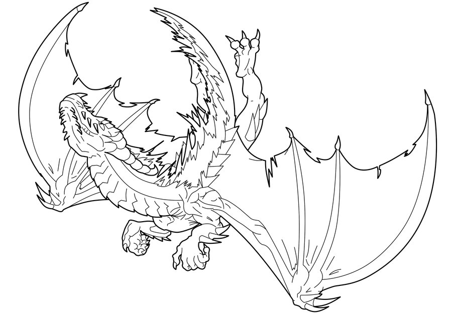900x636 Fire Dragon Line Art By Ludifer
