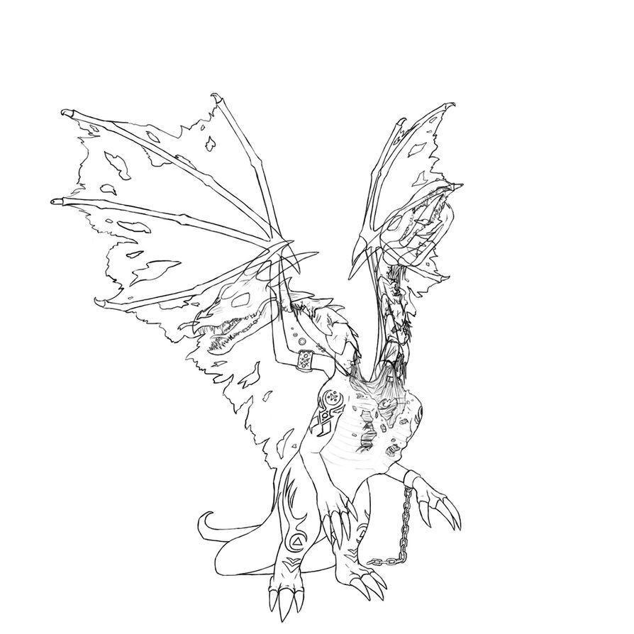 894x894 Ice Dragon Lineart By Desertdarky