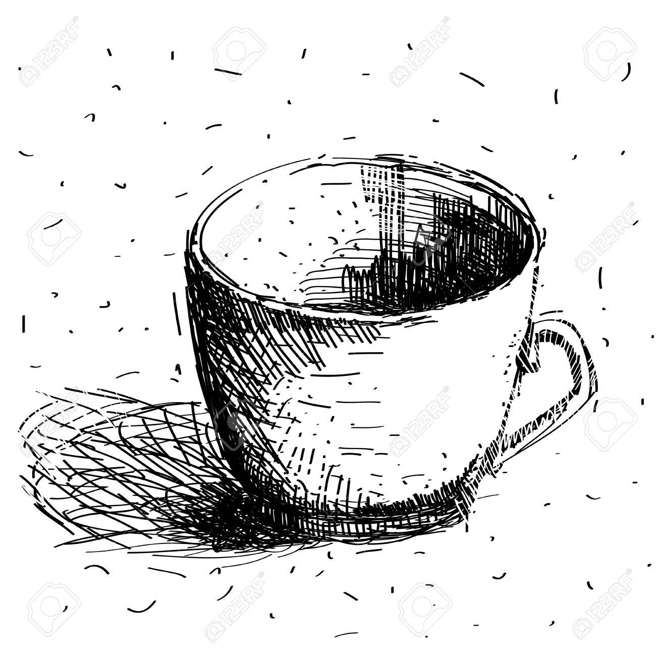 1300x1300 Scribble Coffee Cup Isolated On White Background Hand Drawing