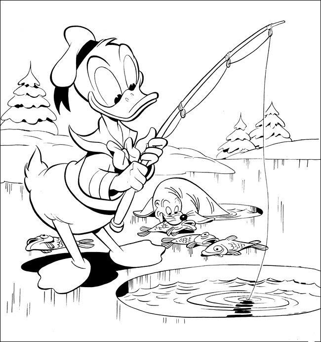 650x692 Donald Fishing On Ice Coloring Page Coloring Pages