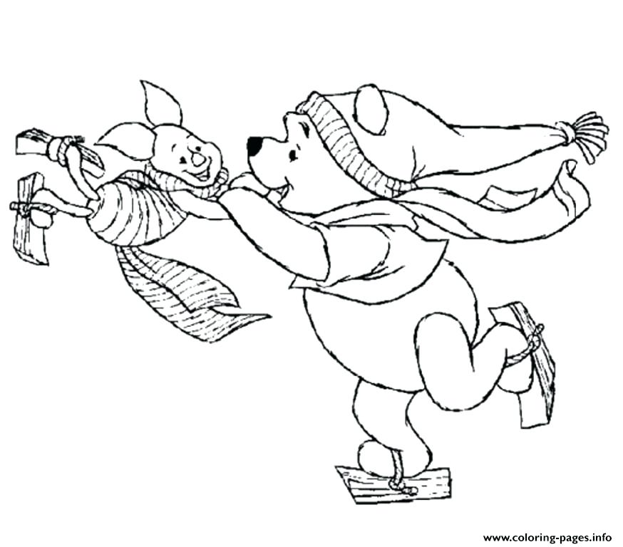 874x768 Ice Skating Coloring Pages Printable And Piglet Playing Ice