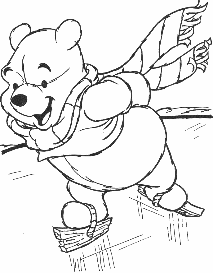 687x878 Coloring Winnie Does Ice Skating Picture