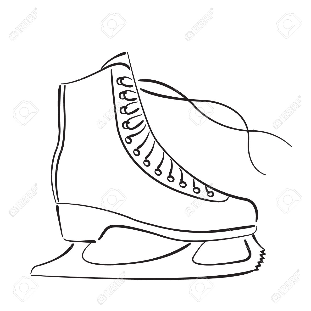 1300x1300 Elegant Sketched Ice Skates Isolated On White Background. Ice