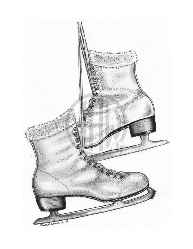 671x867 Ice Skates Pen And Ink Drawing