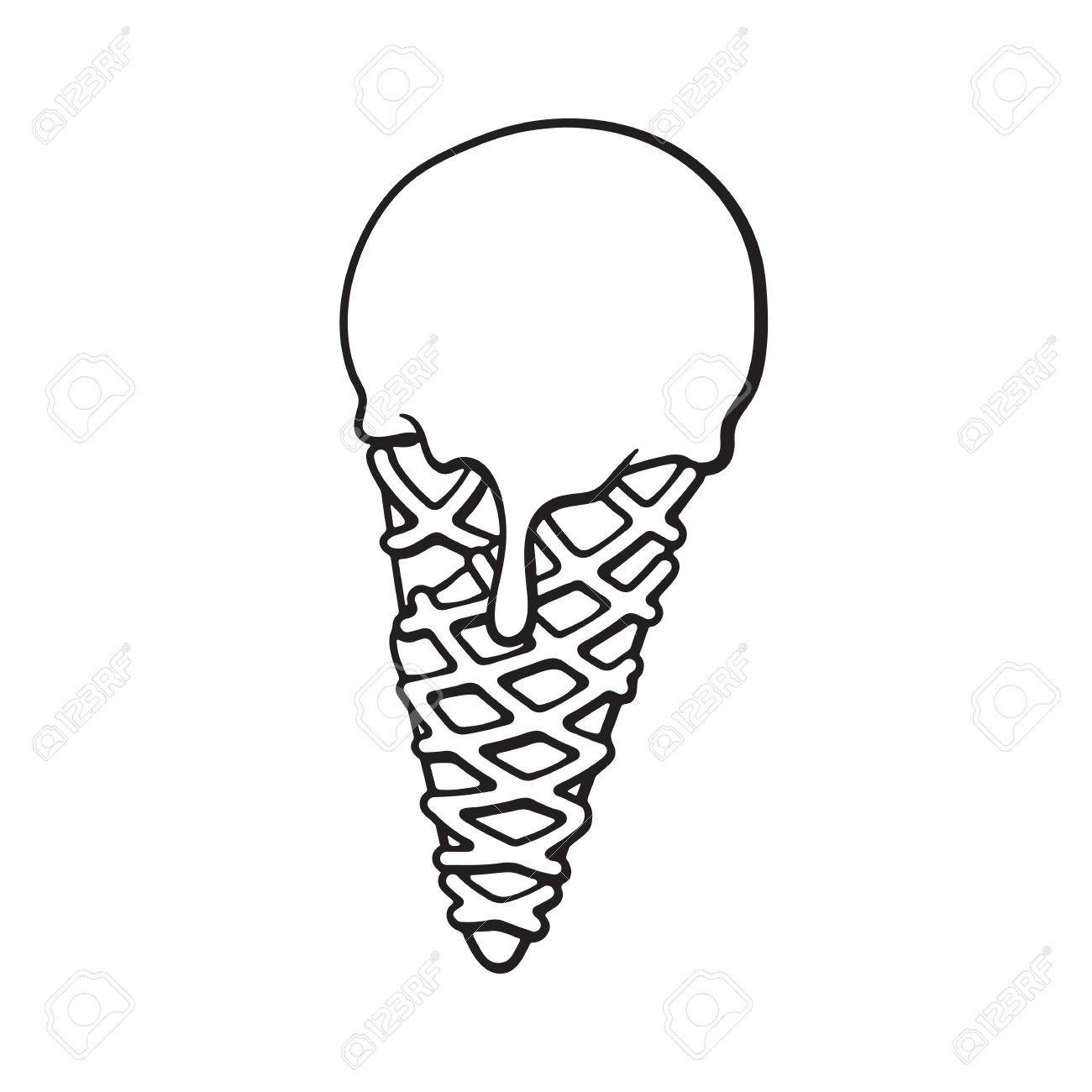 1300x1300 Vector Illustration. Hand Drawn Doodle Of Ball Of Ice Cream