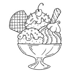 236x236 Cream Sundae Bowl Clipart Black And White