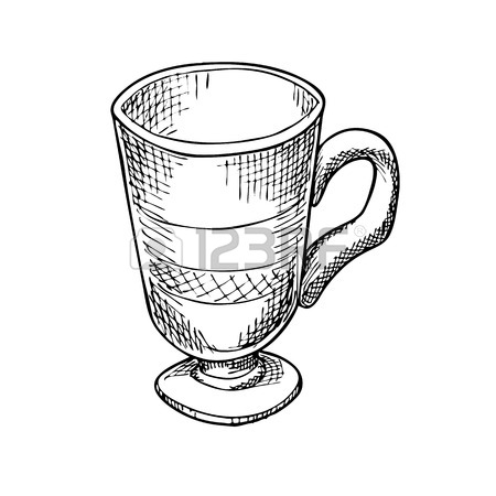 450x450 Engraving Illustration Of Glass Of Latte Coffee Isolated On White
