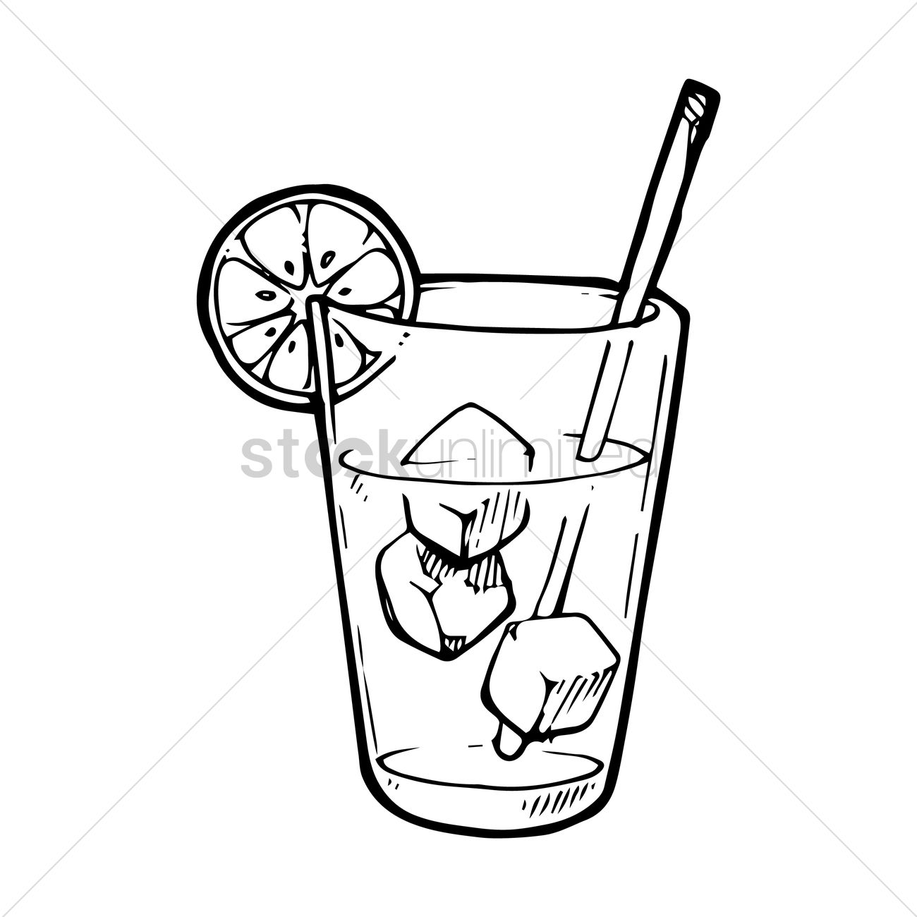 1300x1300 Iced Drink With Fruit Slice Vector Image