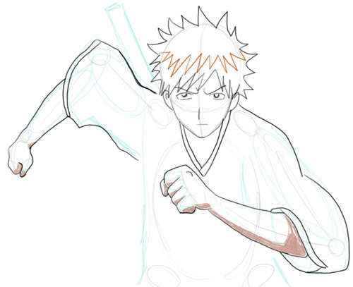 500x407 How To Draw Ichigo Kurosaki From Bleach In Step By Step Drawing