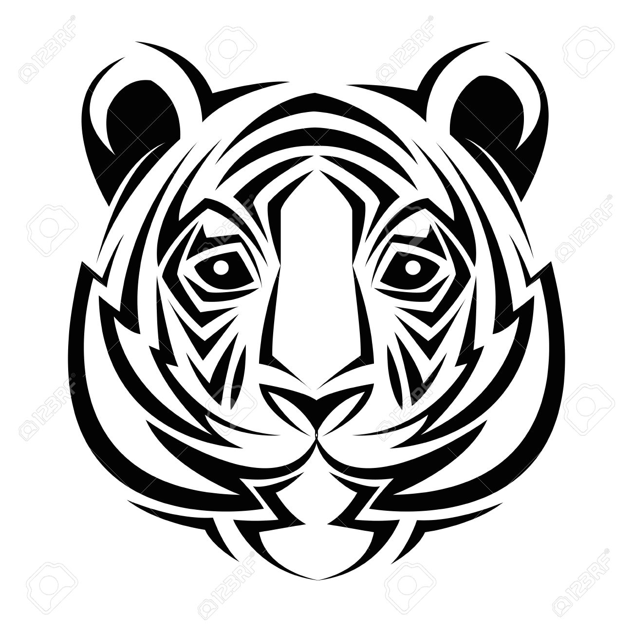 1300x1300 Tiger Tattoo Animal Draw Abstract Icon. Flat And Isolated Design