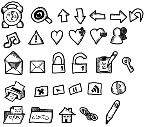 500x436 Free Hand Drawn Icon Set