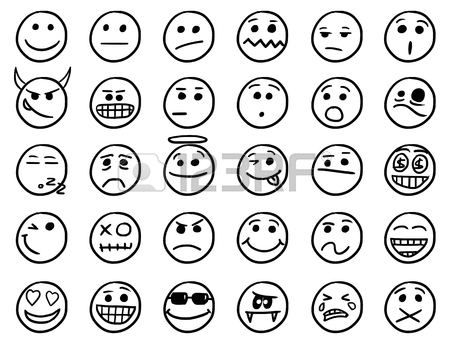 450x344 Set01 Of Smiley Icons Drawings Doodles In Black And White Royalty