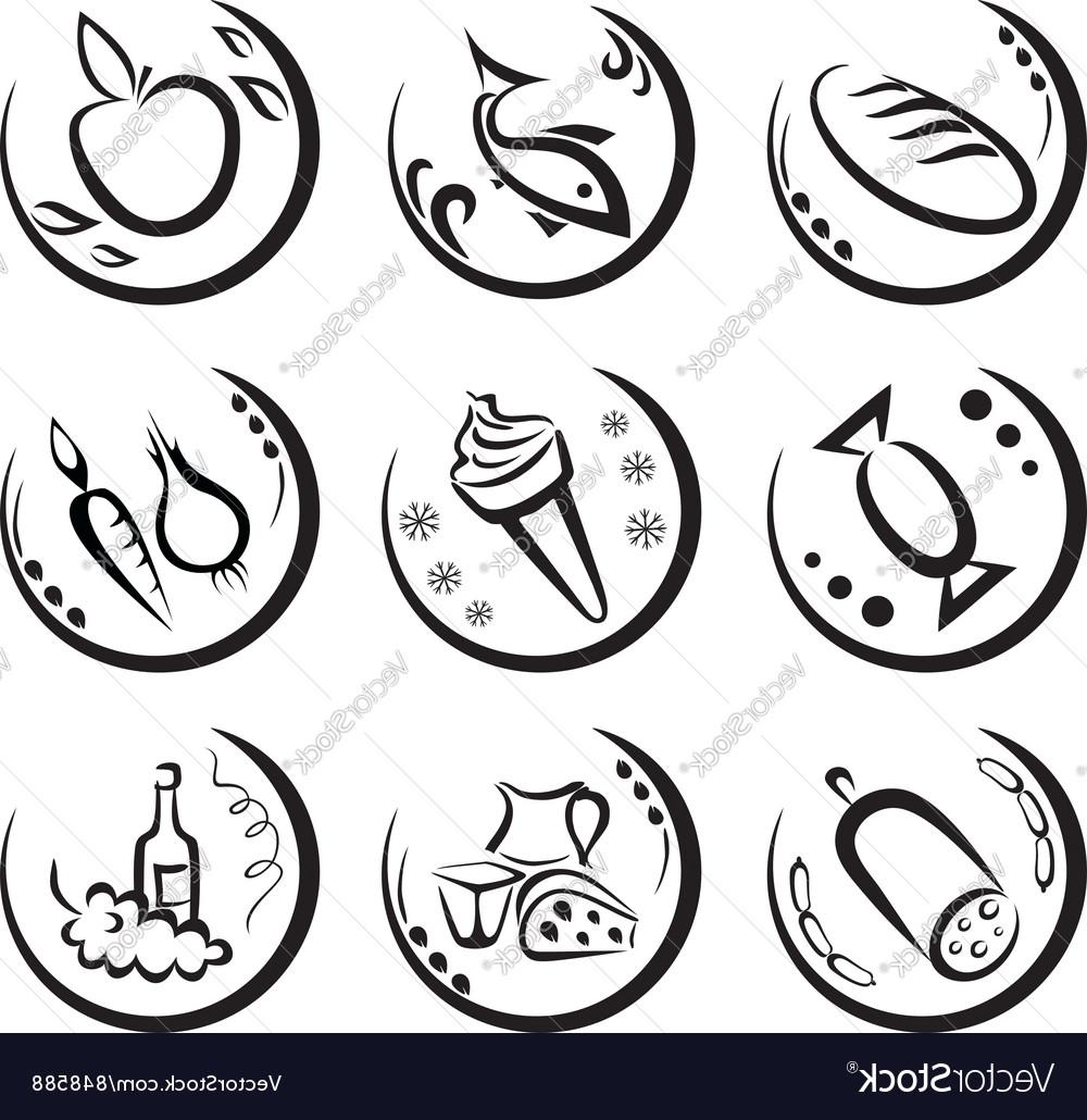 1000x1030 Unique Market Food Icons Vector Drawing